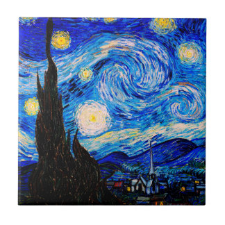 Azulejo De Cerâmica A Noite Estrelada de Vincent Van Gogh
