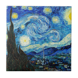 Azulejo De Cerâmica A Noite Estrelada de Vincent Van Gogh