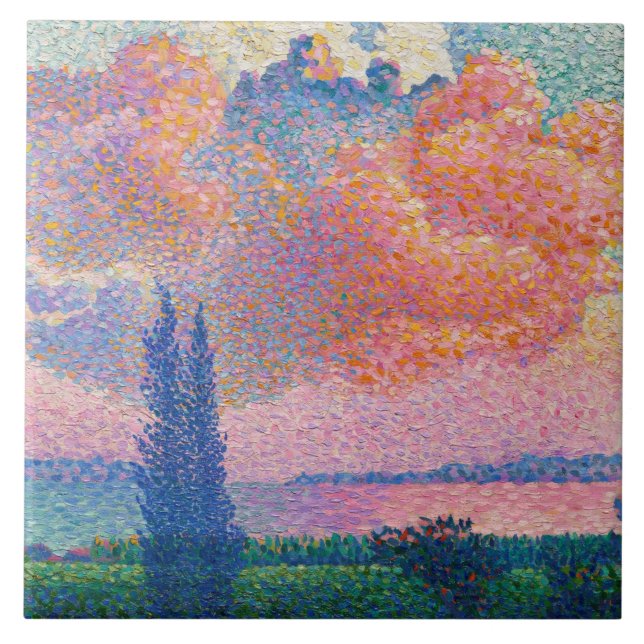 Azulejo De Cerâmica A Nuvem Rosa, pintura de Henri-Edmond Cross (Frente)