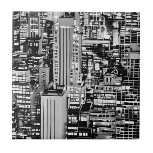 Azulejo De Cerâmica A paisagem urbana de Nova York em preto e branco