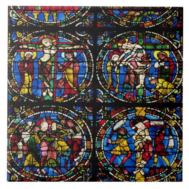 Azulejo De Cerâmica A paixão, janela de lanceta na fachada ocidental, (Frente)