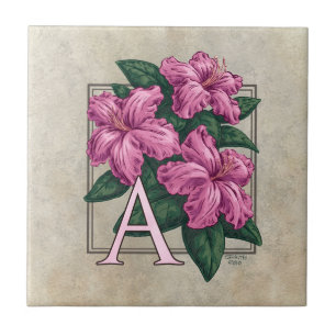 Azulejo De Cerâmica A para Azalea Flower Monograma Art Candy Tin