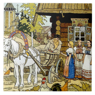 Azulejo De Cerâmica “A Pena de Finist” por Ivan Bilibin
