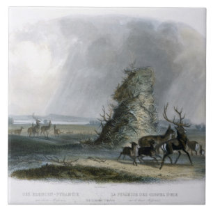 Azulejo De Cerâmica A pirâmide de Elkhorn no Missouri superior, placa