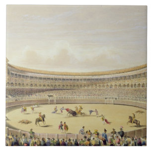 Azulejo De Cerâmica A plaza de Toros de Madrid, 1865 (litho da cor)