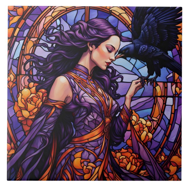 Azulejo De Cerâmica A Princesa e o Raven (Frente)