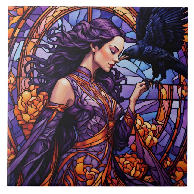 Azulejo De Cerâmica A Princesa e o Raven (Frente)