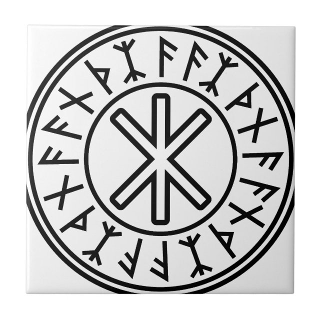 Azulejo De Cerâmica A proteção No.2 de Odin (preto) (Frente)