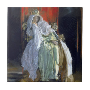 Azulejo De Cerâmica A Rainha da Dinamarca (por Edwin Austin Abbey)