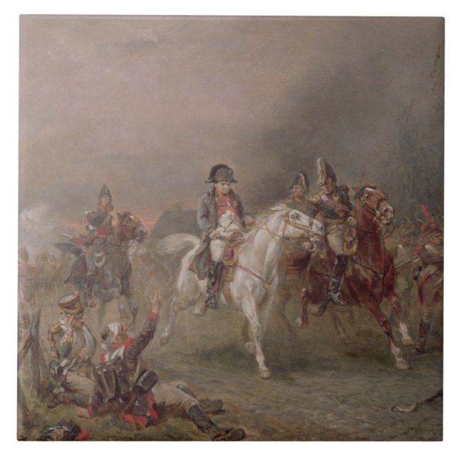 Azulejo De Cerâmica A retirada de Napoleon (óleo em canvas) (Frente)