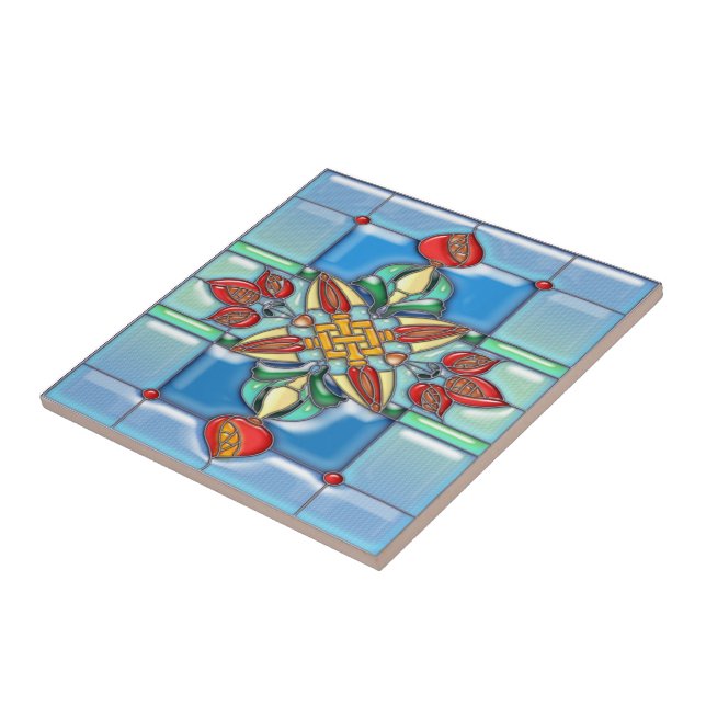 Azulejo De Cerâmica A romã esquadra o vitral (Lateral)