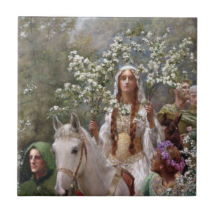 Azulejo De Cerâmica A saída de maio da rainha Guinevere (por John Coll