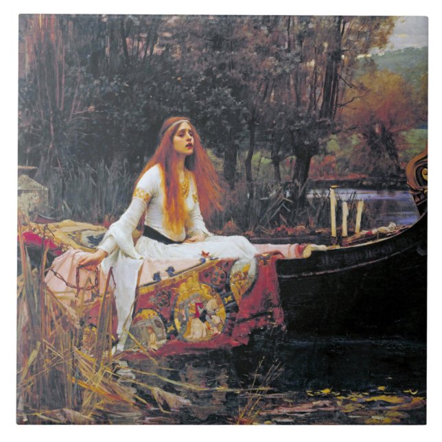 Azulejo De Cerâmica A Senhora de Shalott, John William Waterhouse (Frente)