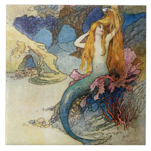 Azulejo De Cerâmica “A Sereia” por Warwick Goble