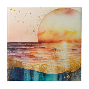 Azulejo De Cerâmica A Série Praia Aquarela Design 3