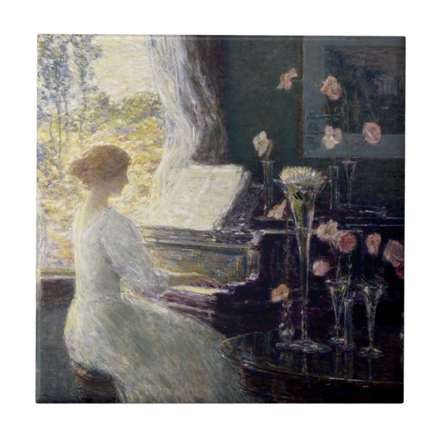 Azulejo De Cerâmica A Sonata de Frederick Childe Hassam (Frente)