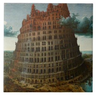 Azulejo De Cerâmica A Torre de Babel (por Pieter Bruegel, o Velho)