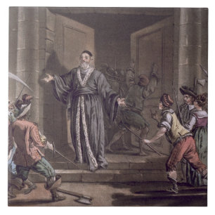Azulejo De Cerâmica A toupeira de Mathieu (1584-1656) harangued pelas