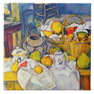 Azulejo De Cerâmica A vida com Fruta, Paul Cezanne