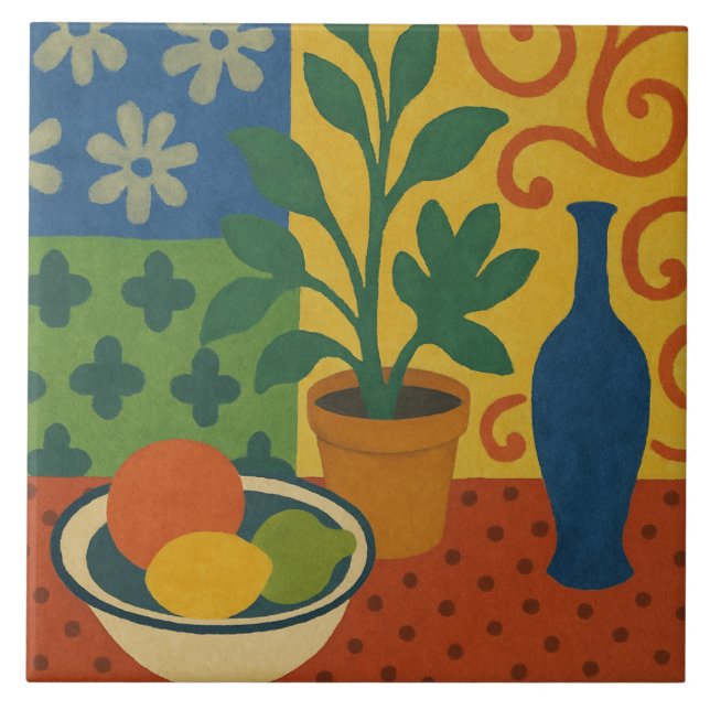 Azulejo De Cerâmica A vida continuada moderna com pintura Fruta (Frente)