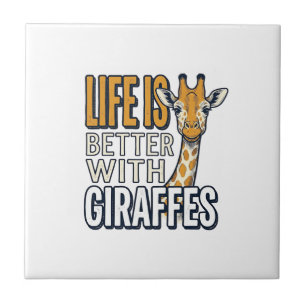 Azulejo De Cerâmica A Vida É Melhor Com Girafas Camisa Vintage Design_