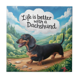 Azulejo De Cerâmica A Vida É Melhor Com Um Dachshund