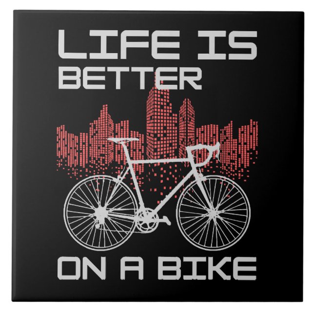 Azulejo De Cerâmica A vida é melhor de bicicleta (Frente)