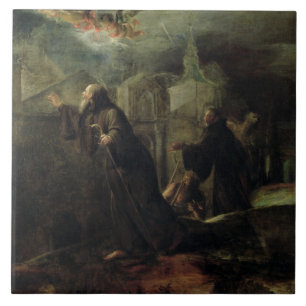 Azulejo De Cerâmica A visão de St Francis de Paola