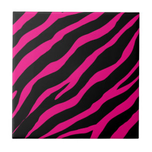 Azulejo De Cerâmica A zebra negra e rosa listra a impressão exótica an