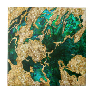 Azulejo De Cerâmica Abalone Green e Dourado Cement abstrato de mídia m