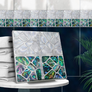 Azulejo De Cerâmica Abalone Shell and Pearl - Colagem de células N10