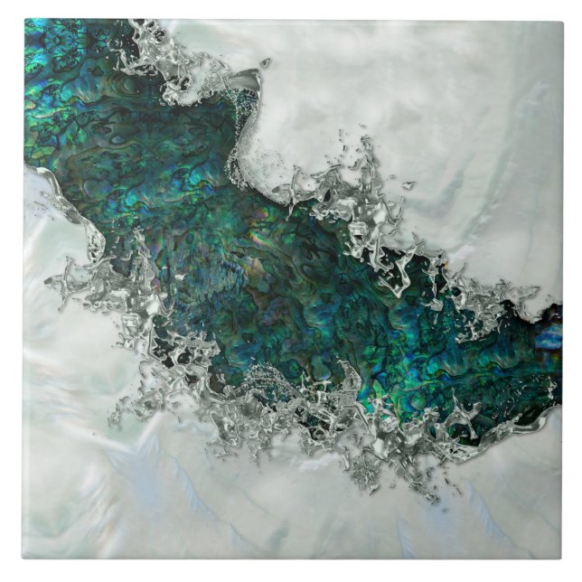 Azulejo De Cerâmica Abalone Shell Pearl e Prata 1 (Frente)