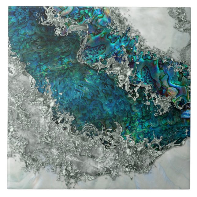 Azulejo De Cerâmica Abalone Shell Pearl e Prata 2 (Frente)