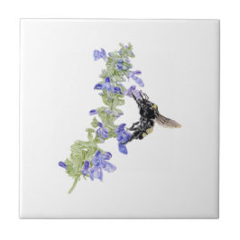 Azulejo De Cerâmica Abeja e Salvia Azul
