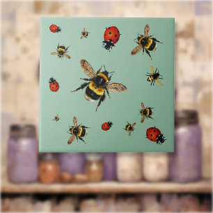 Azulejo De Cerâmica Abejas y mariquitas beneficiosas