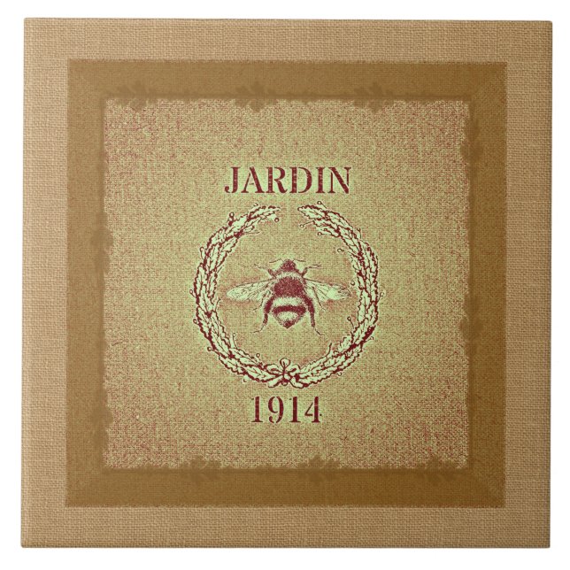 Azulejo De Cerâmica Abelha do olhar de serapilheira do saco da grão do (Frente)