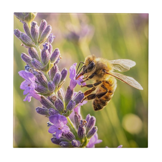 Azulejo De Cerâmica Abelha na Lavanda (Frente)