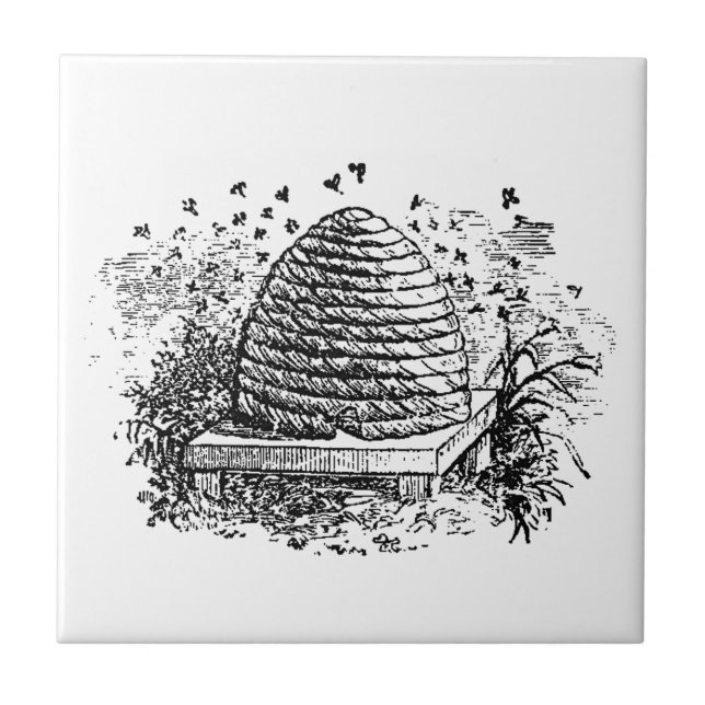 Azulejo De Cerâmica Abelhas De Colmeia Vintage (Frente)