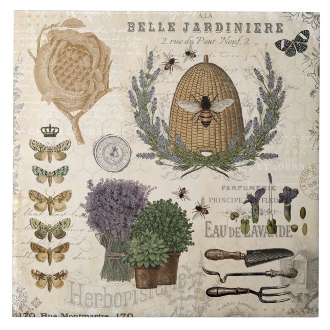 Azulejo De Cerâmica Abelhas de fazenda francesa moderna (Frente)