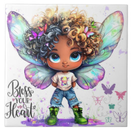 Azulejo De Cerâmica Abençoe seu coração Lil Fairy Cerâmica Azulejo
