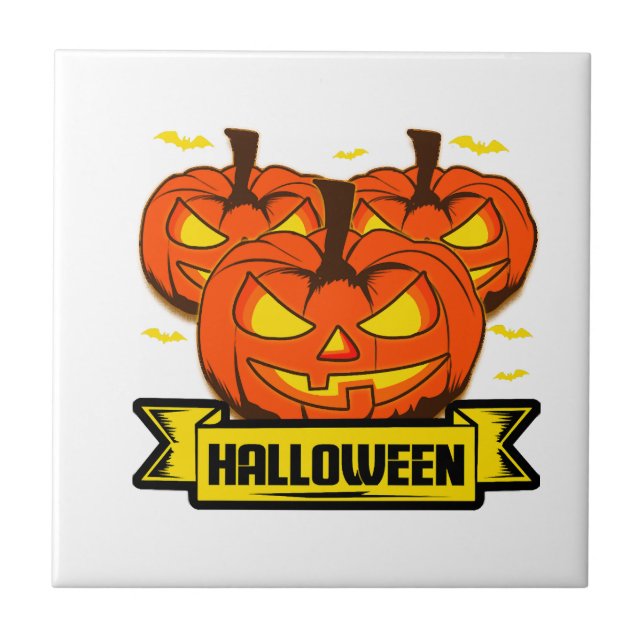 Azulejo De Cerâmica Abóbora de Halloween (Frente)