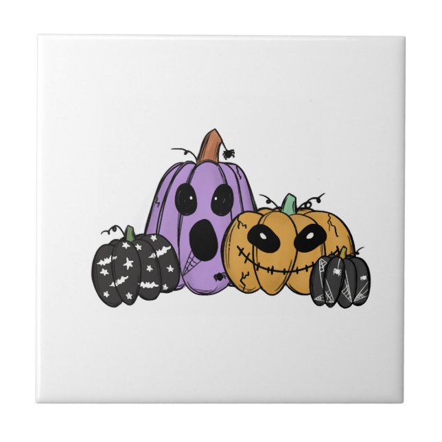 Azulejo De Cerâmica Abóbora de Halloween (Frente)