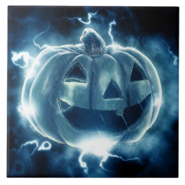 Azulejo De Cerâmica abóbora de Halloween na chuva