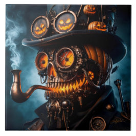 Azulejo De Cerâmica Abóbora de Halloween Steampunk Gótico