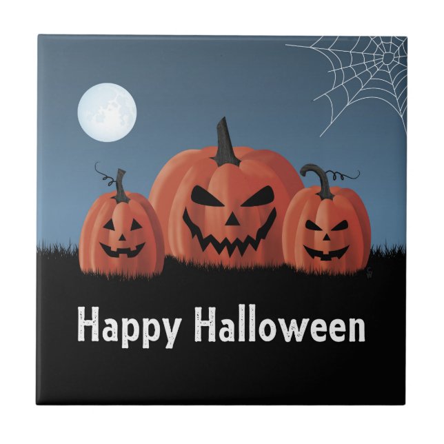 Azulejo De Cerâmica Abóboras Halloween (Frente)