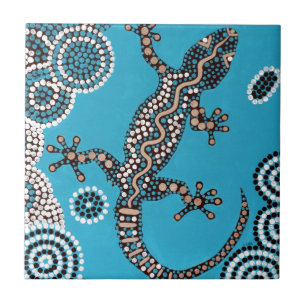 Azulejo De Cerâmica Aboriginal espécie, geco, pintura de ponto,