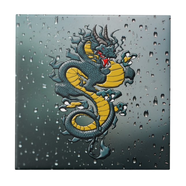 Azulejo De Cerâmica Abrace o poder mítico: Dragão chinês (Frente)