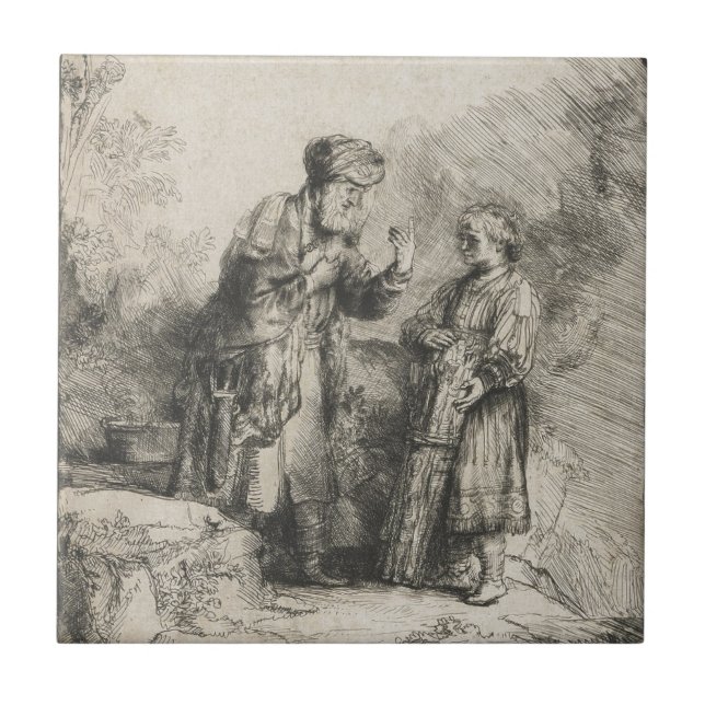 Azulejo De Cerâmica Abraham e Isaac (Frente)