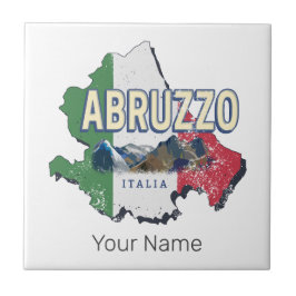 Azulejo De Cerâmica Abruzzo Itália - Região Retro Mapa Vintage Souveni