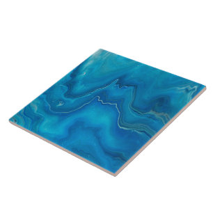Azulejo De Cerâmica Abstração do Agato de Mármaco Azul e Teto